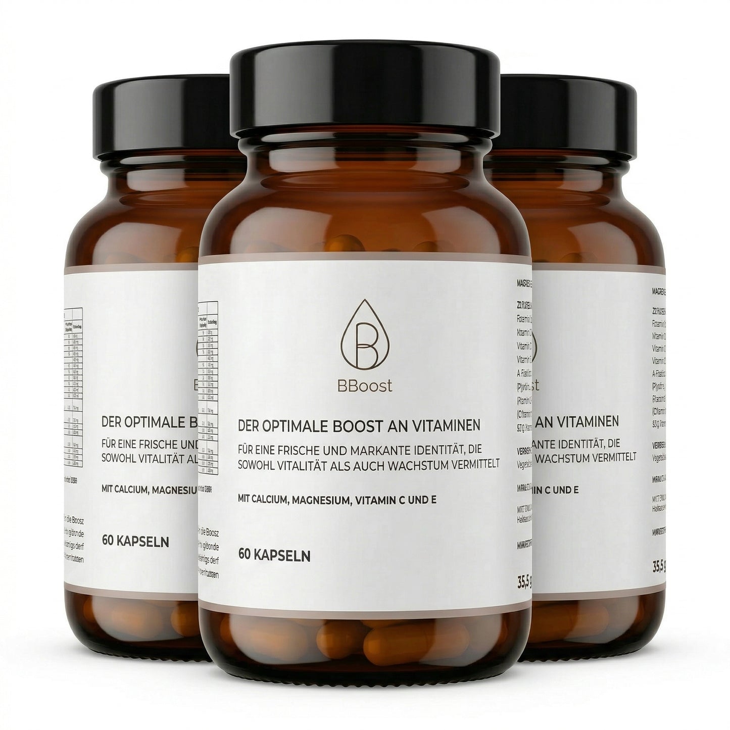 BBoost Multivitamin – 21 Vitamine & Mineralstoffe im Komplett-Komplex (60 Kapseln, Glasflasche)