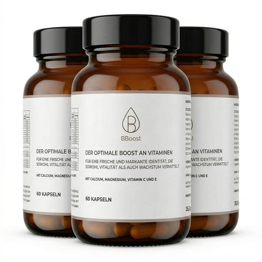BBoost Multivitamin – 21 Vitamine & Mineralstoffe im Komplett-Komplex (60 Kapseln, Glasflasche)
