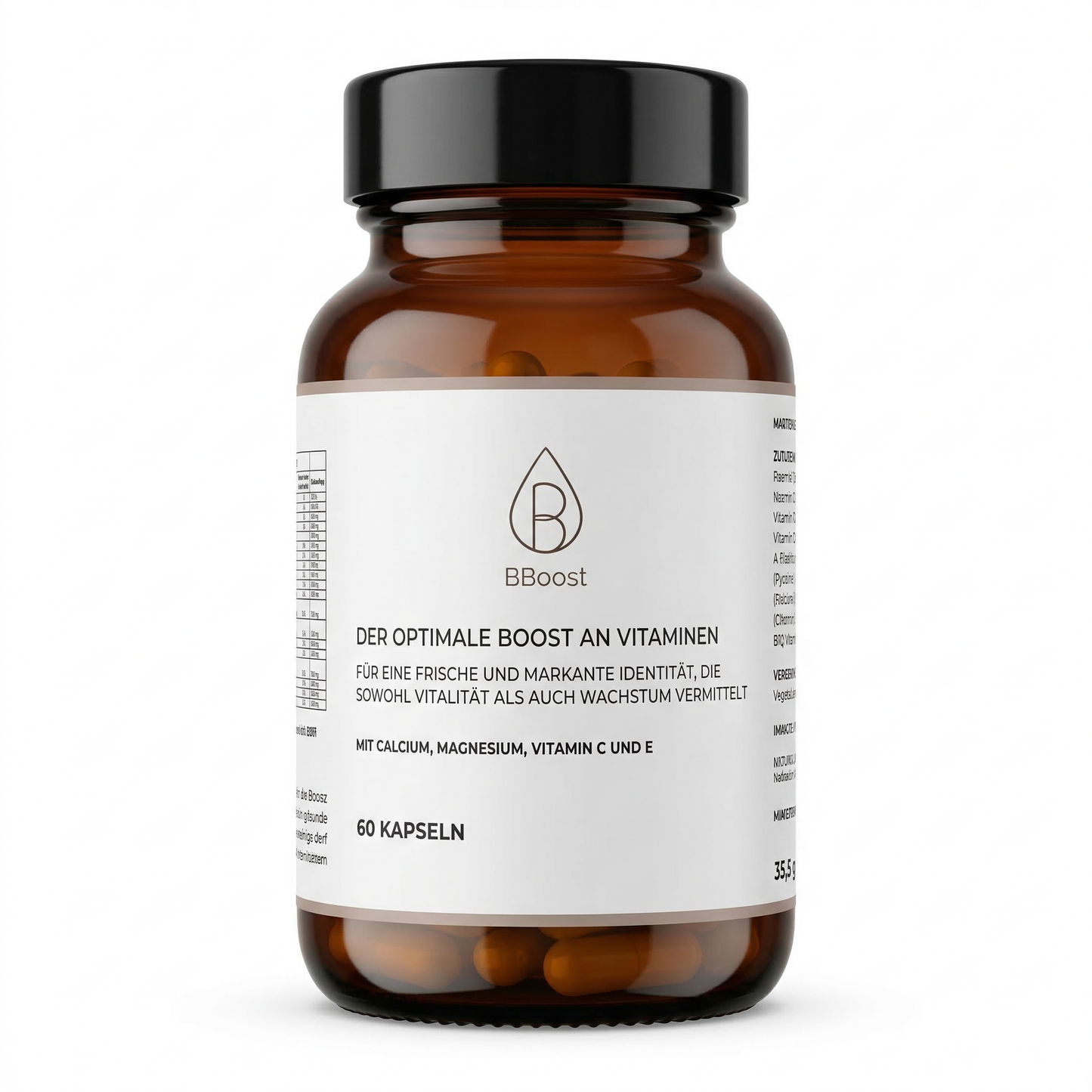 BBoost Multivitamin – 21 Vitamine & Mineralstoffe im Komplett-Komplex (60 Kapseln, Glasflasche)