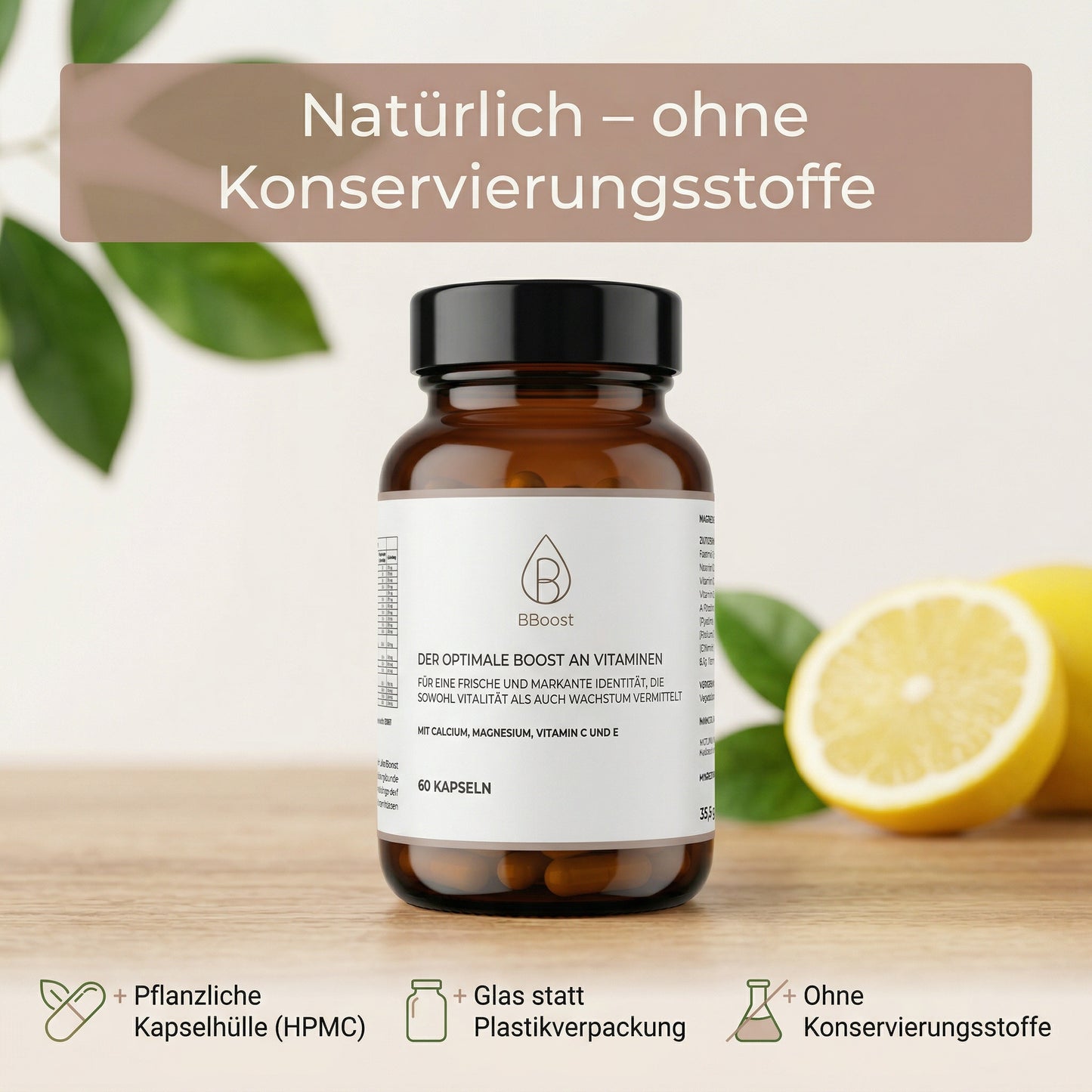 BBoost Multivitamin – 21 Vitamine & Mineralstoffe im Komplett-Komplex (60 Kapseln, Glasflasche)