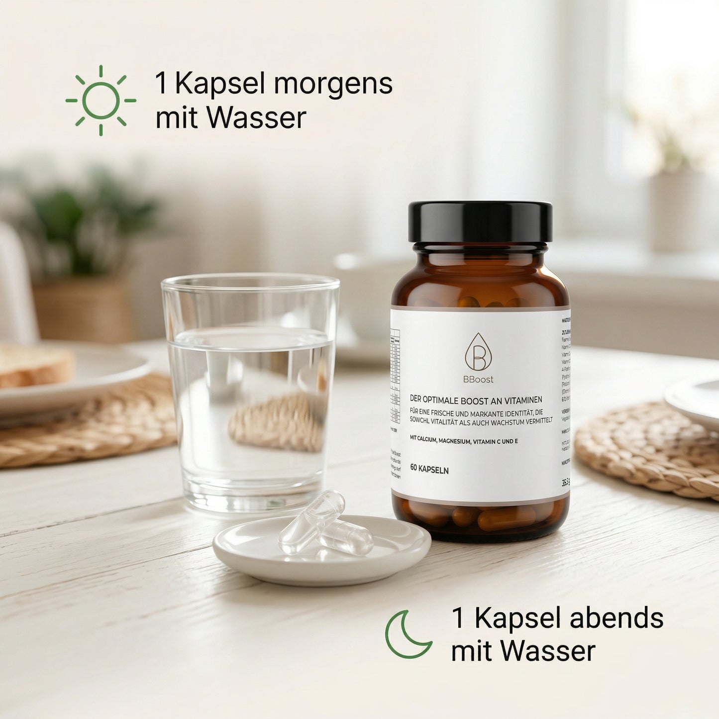 BBoost Multivitamin – 21 Vitamine & Mineralstoffe im Komplett-Komplex (60 Kapseln, Glasflasche)